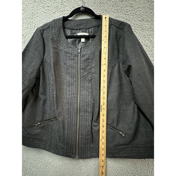 Dress Barn Jacket Womens 18/20 Gray Full Zip Pockets Lined Career Work - Picture 4 of 12